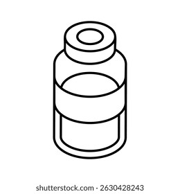 An editable isometric outline icon showing liquid medicine