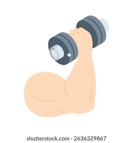 An editable isometric style icon of bicep exercise tool