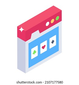 Editable isometric vector of a gambling website 

