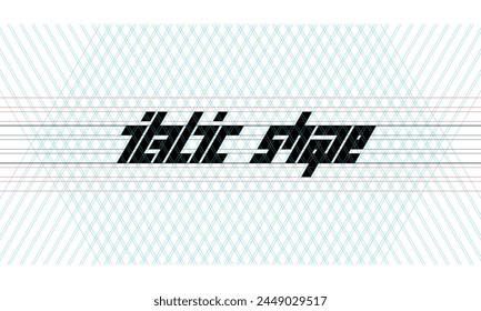 Editable italic text concept with grid template.