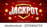 editable jackpot red color vector 3d text effect with modern style design