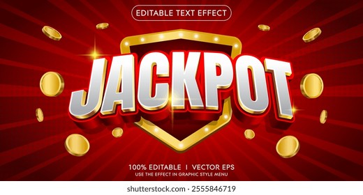 editable jackpot red color vector 3d text effect with modern style design