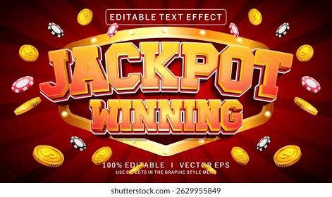 efeito de texto vetorial 3d ganhador jackpot editável com design de estilo moderno