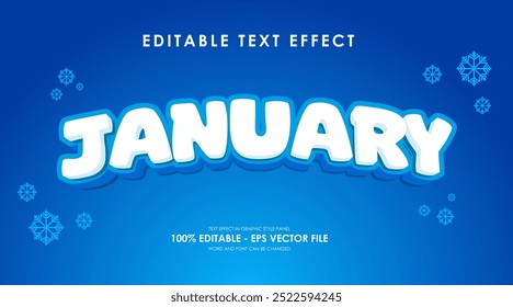 Editable January Blue Text Effect