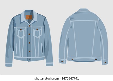 Download Editable Jeans Jacket Mockup Front Back Stock Vector Royalty Free 1470347741