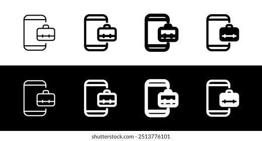 Editable job search app, briefcase, phone, online portfolio vector icon. Business, work, office. Part of a big icon set family. Perfect for web and app interfaces, presentations, infographics, etc