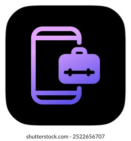 Editable job search app, briefcase, phone, online portfolio vector icon. Business, work, office. Part of a big icon set family. Perfect for web and app interfaces, presentations, infographics, etc