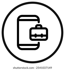 Editable job search app, briefcase, phone, online portfolio vector icon. Business, work, office. Part of a big icon set family. Perfect for web and app interfaces, presentations, infographics, etc