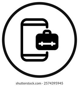 Editable job search app, briefcase, phone, online portfolio vector icon. Business, work, office. Part of a big icon set family. Perfect for web and app interfaces, presentations, infographics, etc