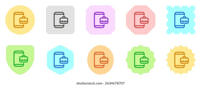 Editable job search app, briefcase, phone, online portfolio vector icon. Business, work, office. Part of a big icon set family. Perfect for web and app interfaces, presentations, infographics, etc
