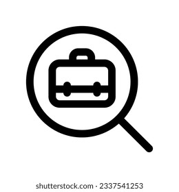 Editable job search, job vacancy, magnifying glass, briefcase vector icon. Business, work, office. Part of a big icon set family. Perfect for web and app interfaces, presentations, infographics, etc