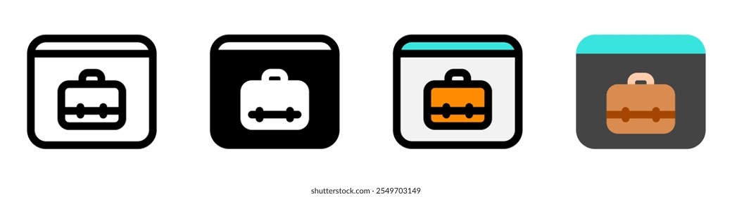 Búsqueda de trabajo editable, Sitio web, maletín, icono de Vector de Cartera en línea. Negocios, trabajo, oficina. Parte de una gran familia de iconos. Perfecto para interfaces de Web y App, presentaciones, infografías, etc