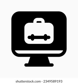 Editable job search, website, desktop, briefcase, online portfolio vector icon. Work, office. Part of a big icon set family. Perfect for web and app interfaces, presentations, infographics, etc