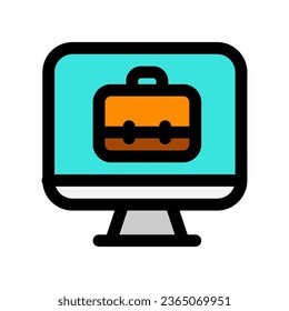 Búsqueda de trabajo editable, sitio web, escritorio, portafolio, icono vectorial de portafolio en línea. Trabajo, oficina. Parte de una familia de iconos grandes. Perfecto para interfaces web y de aplicaciones, presentaciones, infografías, etc