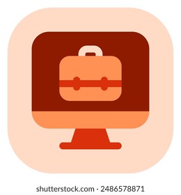 Editable job search, website, desktop, briefcase, online portfolio vector icon. Work, office. Part of a big icon set family. Perfect for web and app interfaces, presentations, infographics, etc