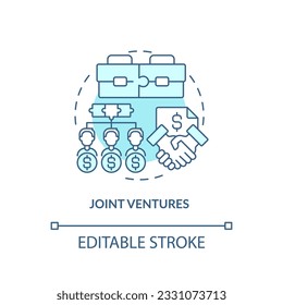 Editable joint ventures icon, isolated vector, foreign direct investment thin line illustration.