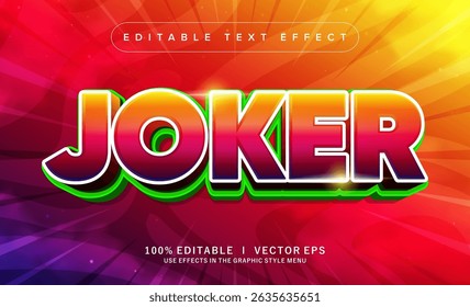 efeito de texto de vetor de joker editável com design de estilo moderno