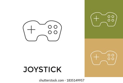 Editable Joystick Thin Line Icon with Title. Useful For Mobile Application, Website, Software and Print Media.