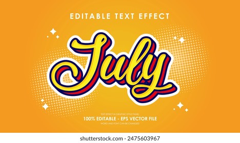 Editable July Yellow Orange Text Effect