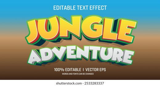 editable jungle adventure vector 3d text effect with modern style design