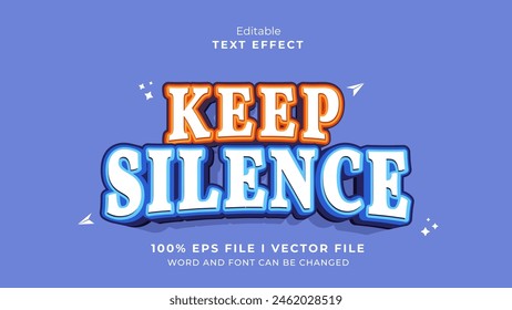 editable keep silence text effect.typhography logo