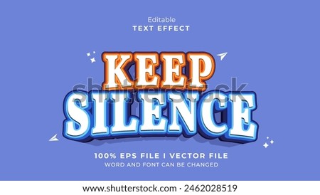 editable keep silence text effect.typhography logo