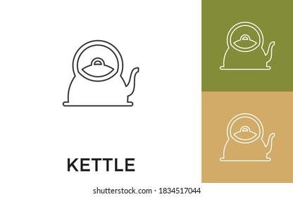 Editable Kettle Thin Line Icon with Title. Useful For Mobile Application, Website, Software and Print Media.