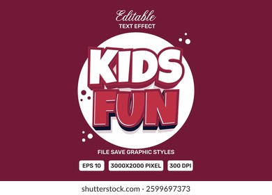 Editable kids fun text effects 3d template style premium vector.