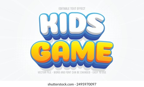 Editable kids game 3d text effect, cartoon style template