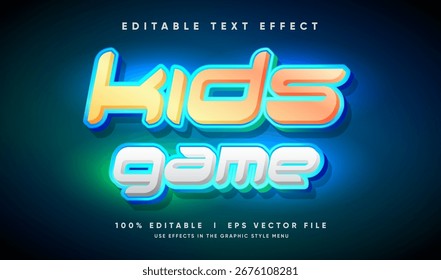 efeito de texto de vetor de jogo infantil editável com estilo moderno