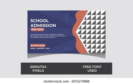 Editable Kids school education admission timeline cover layout and web banner template
