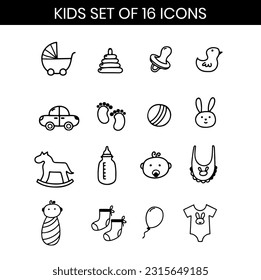 Editable Kids set of 16 icons