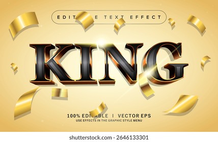editable king 3d vector text effect with modern style design