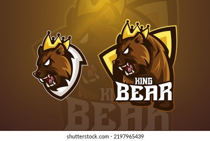 Editable King Bear Mascot Logo Template