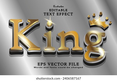 Editable king text effect vector
