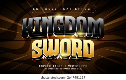 efeito de texto editável do vetor da espada do reino com design de estilo moderno