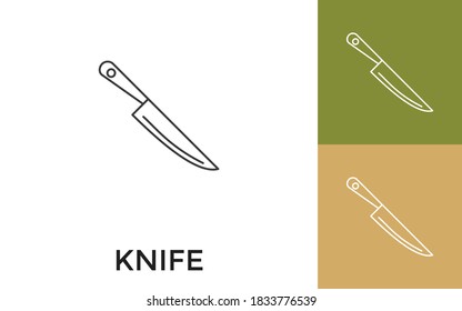Editable Knife Thin Line Icon with Title. Useful For Mobile Application, Website, Software and Print Media.