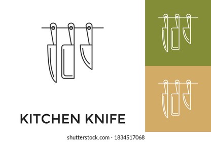 Editable Knife Thin Line Icon with Title. Useful For Mobile Application, Website, Software and Print Media.