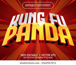 editable kung fu panda vector text effect with modern style design