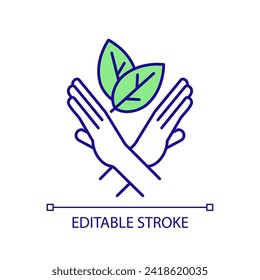 Editable lack of awareness icon representing sustainable office, isolated vector, thin line illustration.