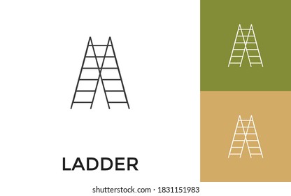 Editable Ladders Thin Line Icon with Title. Useful For Mobile Application, Website, Software and Print Media.