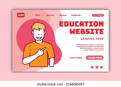 editable landing page template of education website. Modern flat design concept of web page design for website and mobile website.