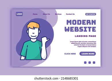 editable landing page template of modern website. Modern flat design concept of web page design for website and mobile website.