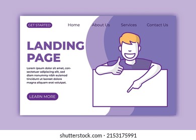 editable landing page template with Modern flat design concept of web page design for website and mobile website.