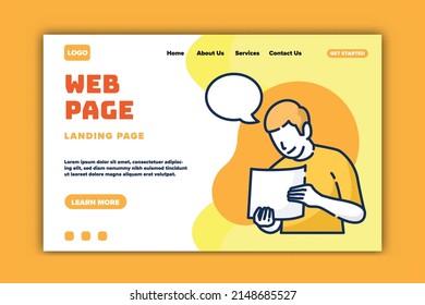 editable landing page template of web page. Modern flat design concept of web page design for website and mobile website.