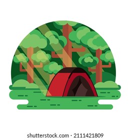 An editable landscape design of forest camping 

