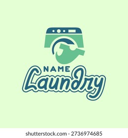 Editable Laundry Logo Template with Green Nuances