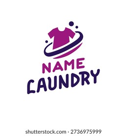 Editable Laundry Logo Template with Purple Nuances