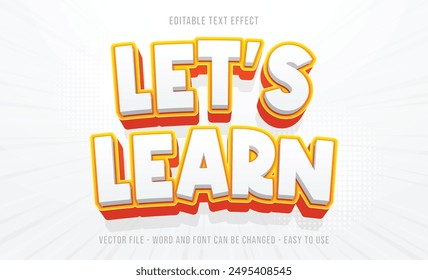 Editable learn 3d text effect template