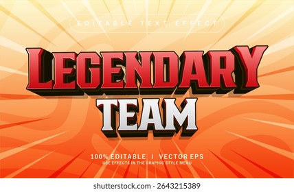 editável lendário efeito de texto do vetor da equipe com design de estilo moderno